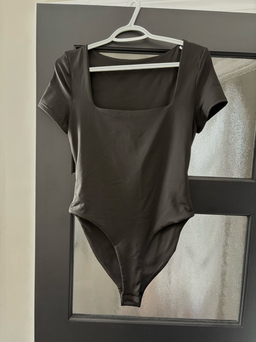 Women’s Square Neck Short Sleeve Bodysuit — Black